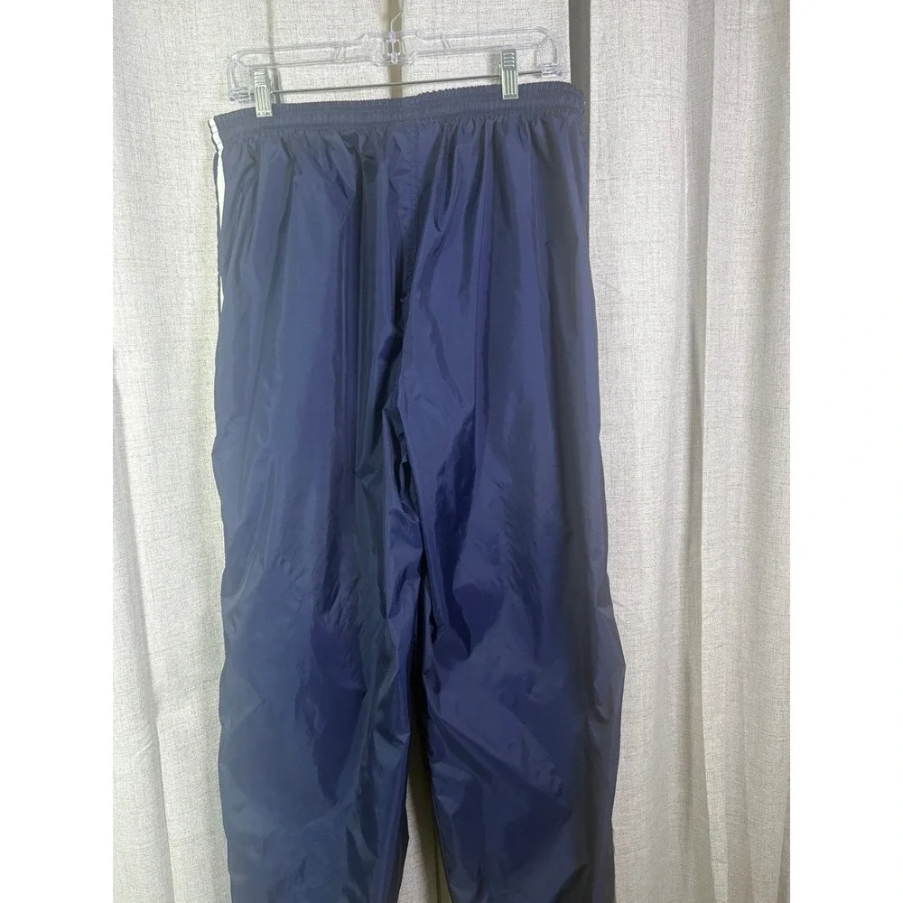 Adidas Mens Vtg 90s Track Pants Navy White Stripe Nylon Windbreaker XL Zip Leg